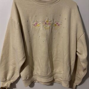 Grandmacore Cozy Chunky Top Stitch Cream Sweatshirt